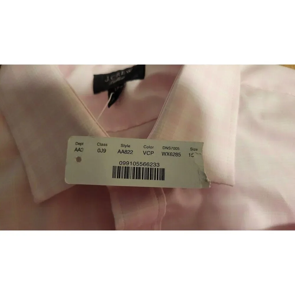 New! J.Crew Dress Shirt Size 15/33 Ludlow Pink Plaid Long Sleeve